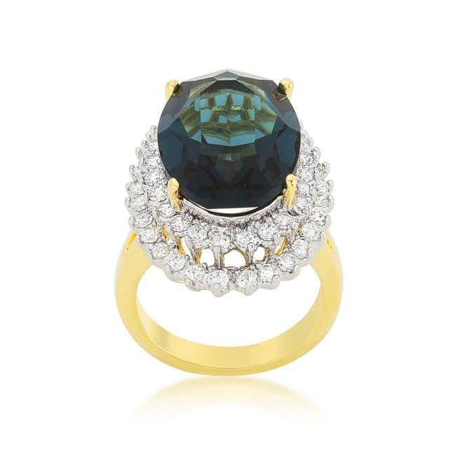 Avera Two-Tone Double Halo Cocktail Ring in Multi-Metal Finish