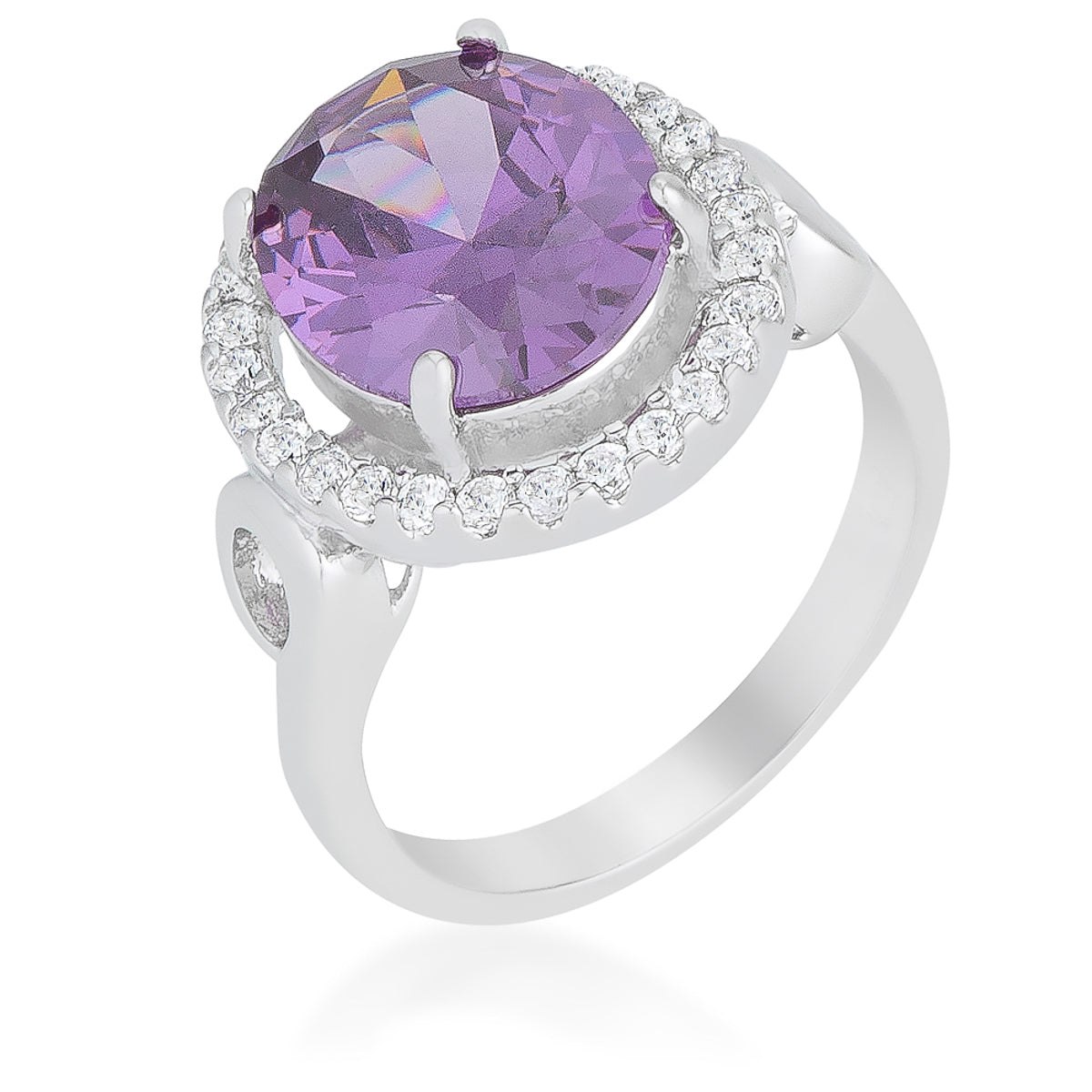 Avera Amethyst Halo Cocktail Ring in Sterling Silver