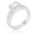 Avera Pave Cushion Wedding Ring Set In Silver Finish