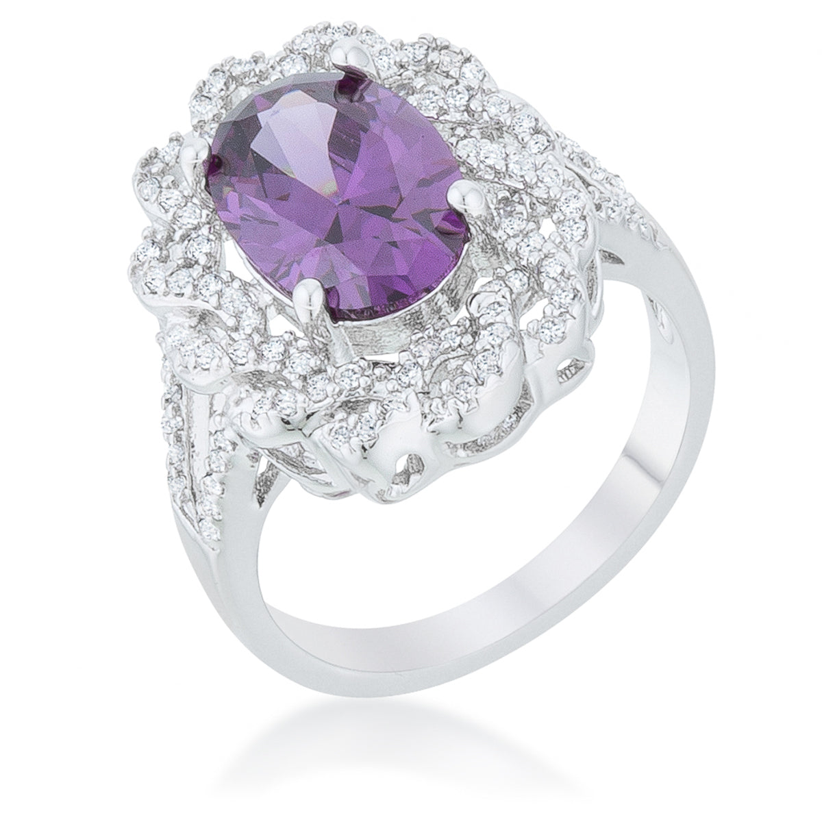Avera Amethyst Oval Classic Ring in Sterling Silver