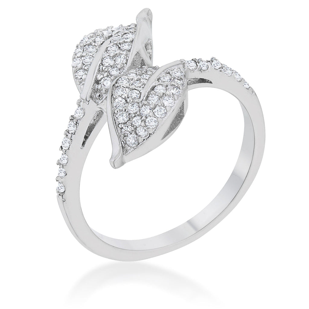 Avera Liana 0.1ct Cubic Zirconia Leaf Wrap Ring in Silver