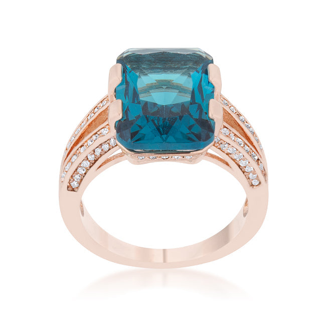 Avera Rema 8.6ct Emerald Classic Cocktail Ring in Turquoise Aqua