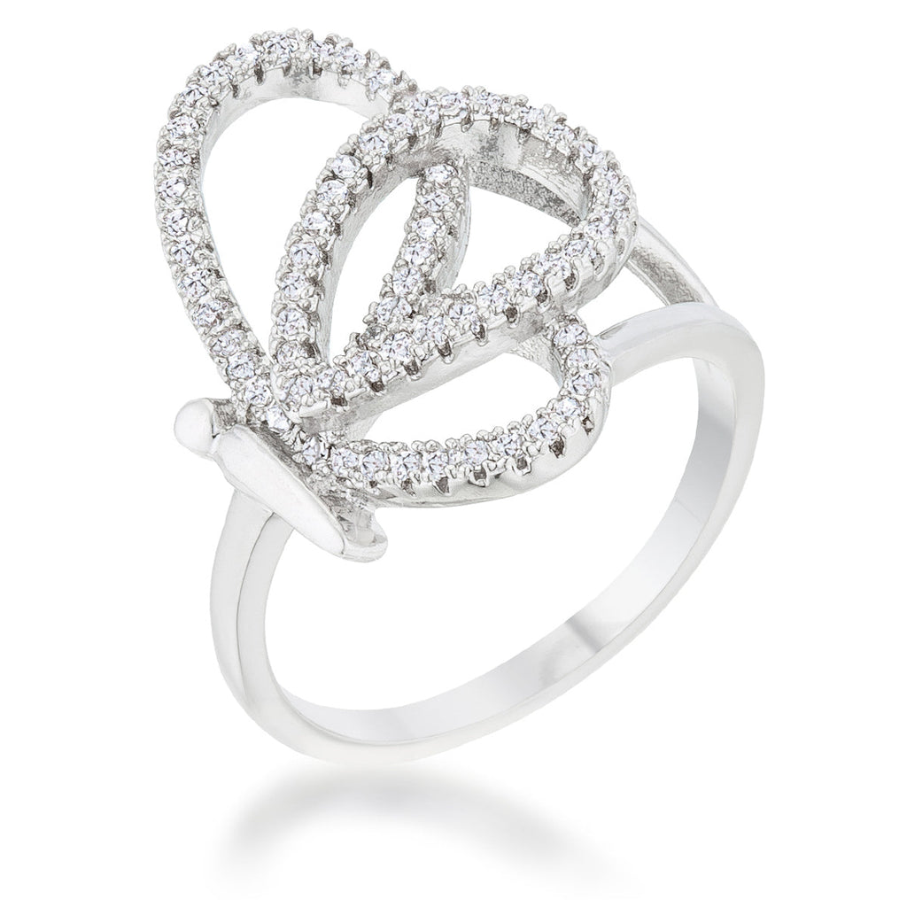 Avera Bea 0.4ct Cubic Zirconia Pave Butterfly Ring in Silver