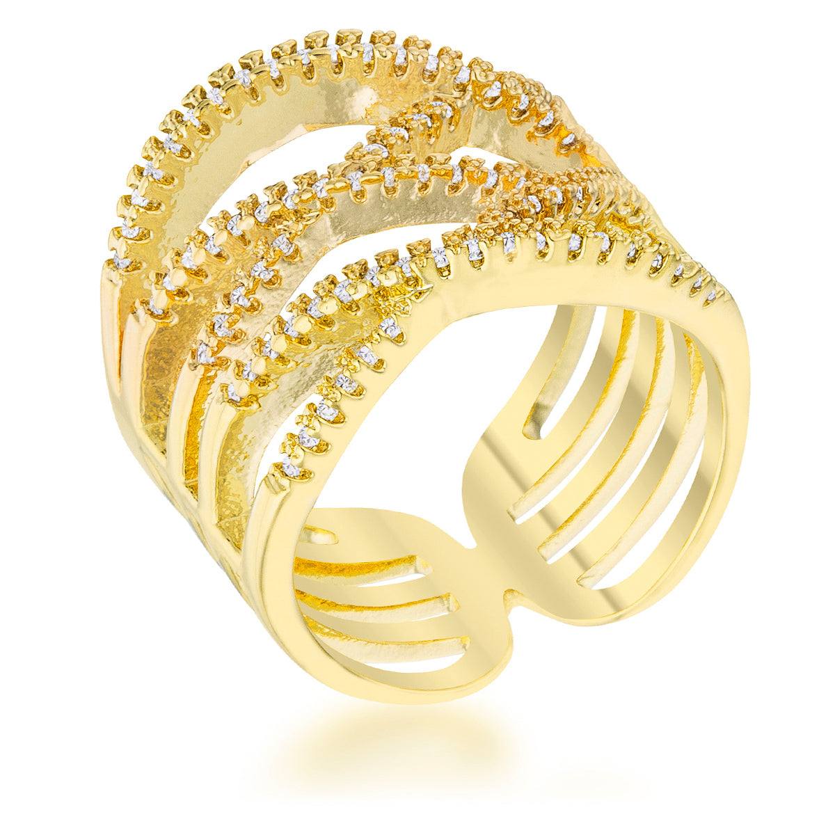Avera Mandy 0.6ct Cubic Zirconia 14k Gold Contemporary Wide Ring
