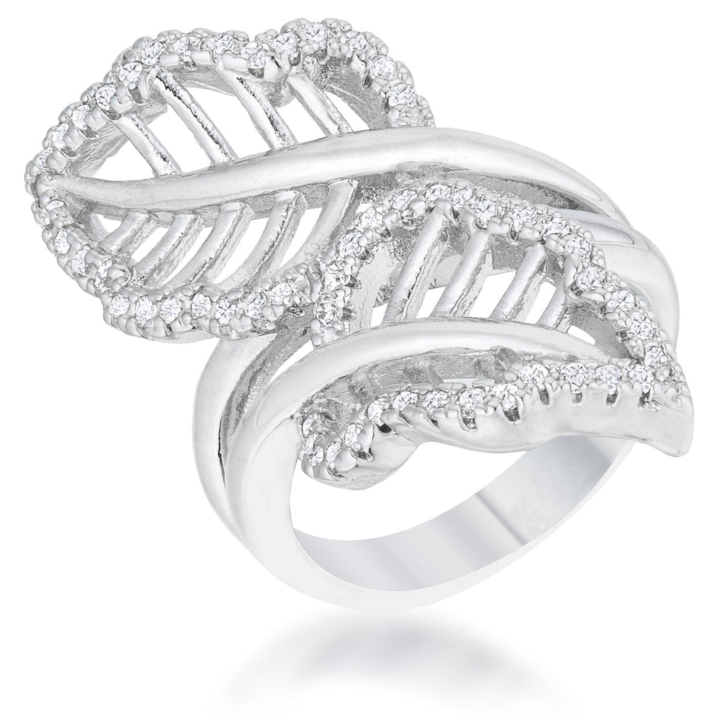 Avera Lina 0.4ct Cubic Zirconia Leaf Wrap Ring in Silver