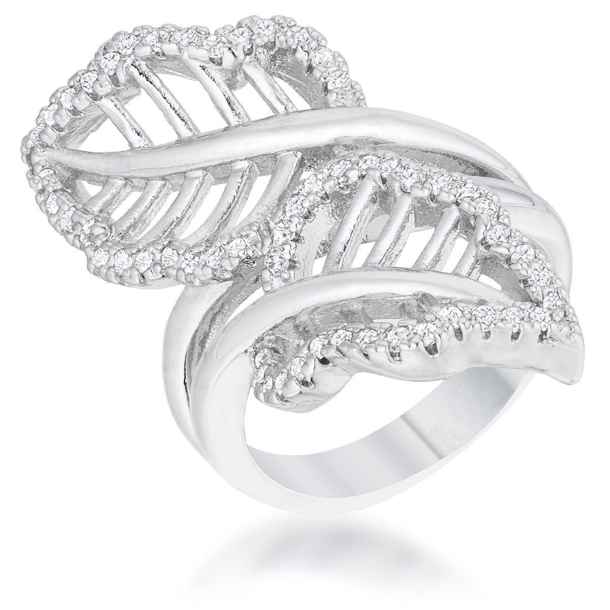 Avera Lina 0.4ct Cubic Zirconia Leaf Wrap Ring in Silver