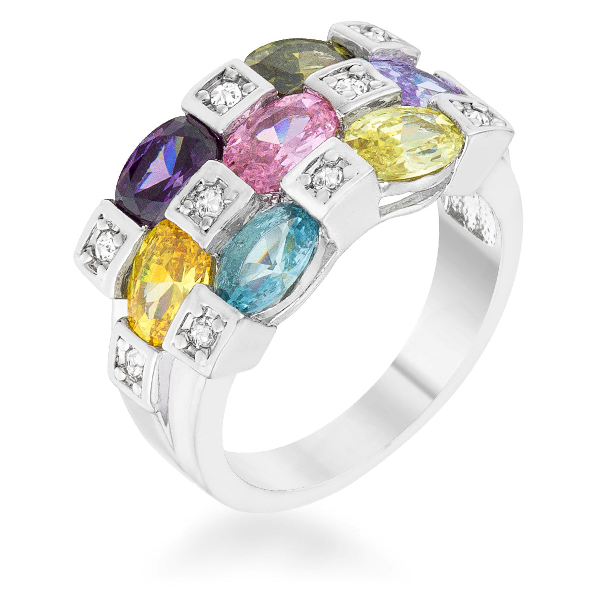 Avera Mina 3.1ct Multicolor Cubic Zirconia Cocktail Ring