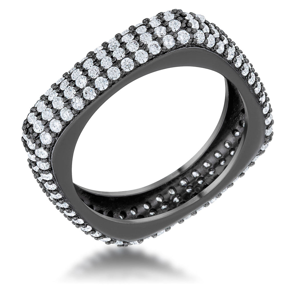 Avera Jana 1.29ct Cubic Zirconia Hematite Square Band Ring