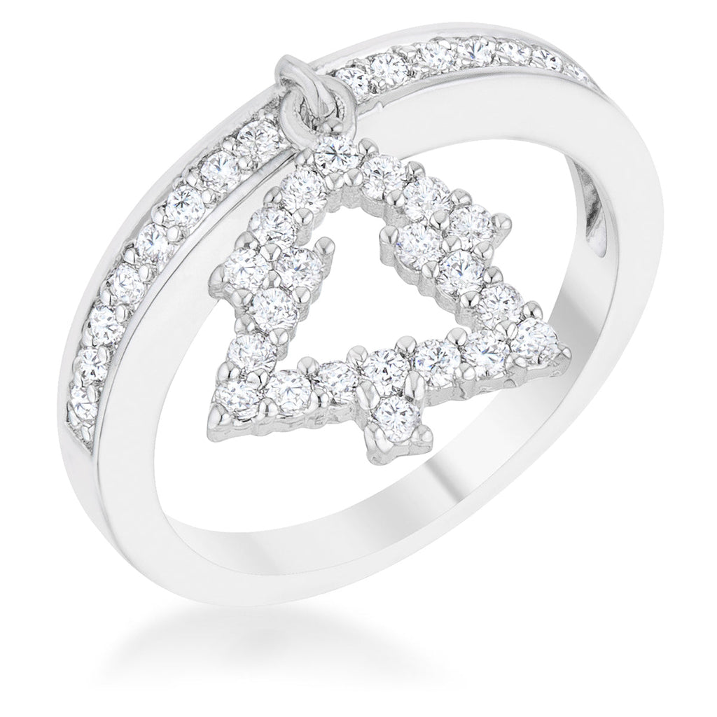 Avera Christmas Tree 0.3ct CZ Holiday Charm Ring Size 5 Silver