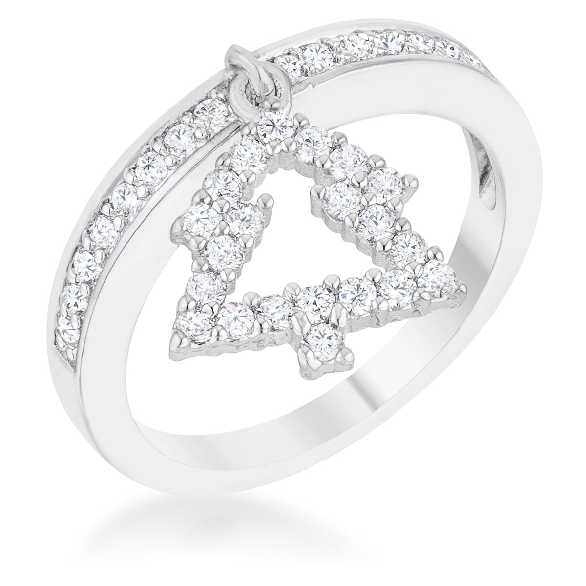 Avera Christmas Tree 0.3ct CZ Holiday Charm Ring Size 5 Silver