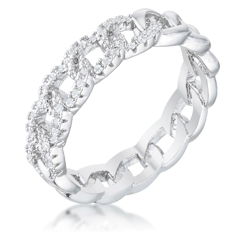 Avera Interlocking Chain Design Ring with Cubic Zirconia