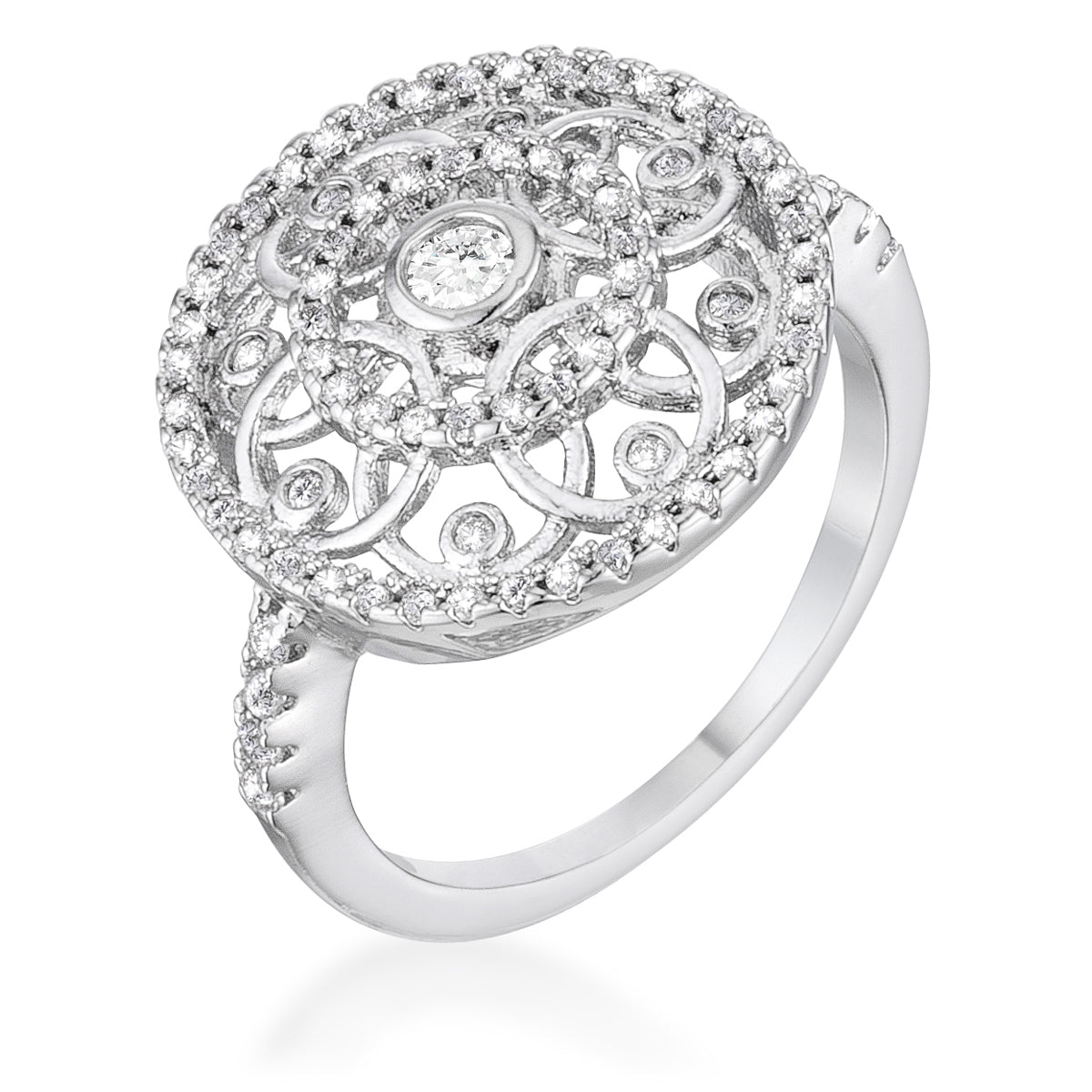 Avera Interlocking Circles Ring with Cubic Zirconia in Silver