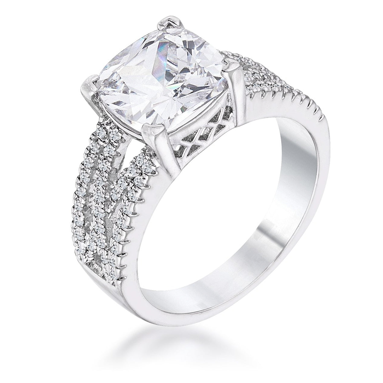 Avera 3Ct Elegant Plated Criss-Cross Cubic Zirconia Engagement Ring