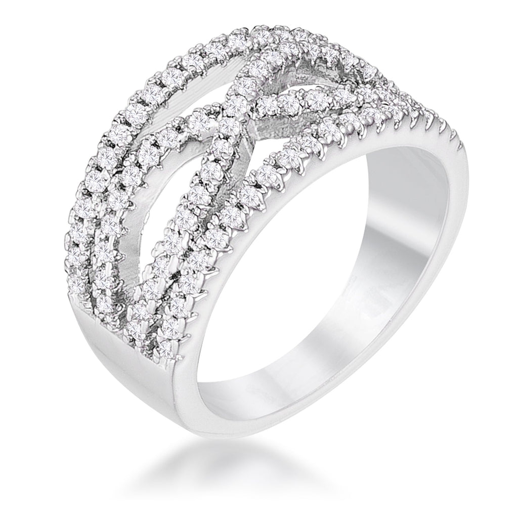 Avera .4Ct Plated Classic Twist Wide Cz Ring