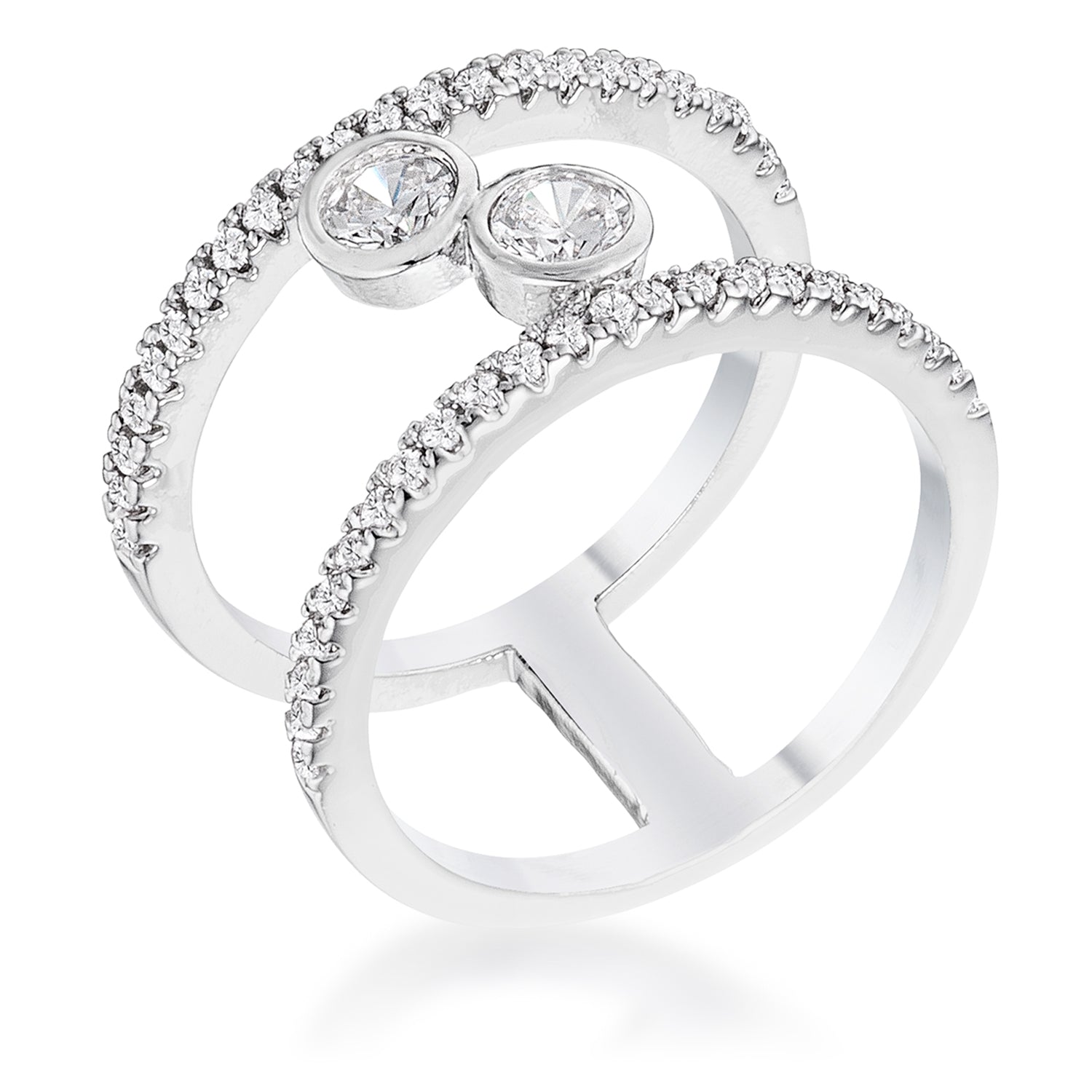 Avera .86Ct Plated Floating Bubbles Cz Ring
