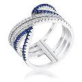 Avera .46Ct Hematite Plated and Cz Micro Pave Crossover Ring