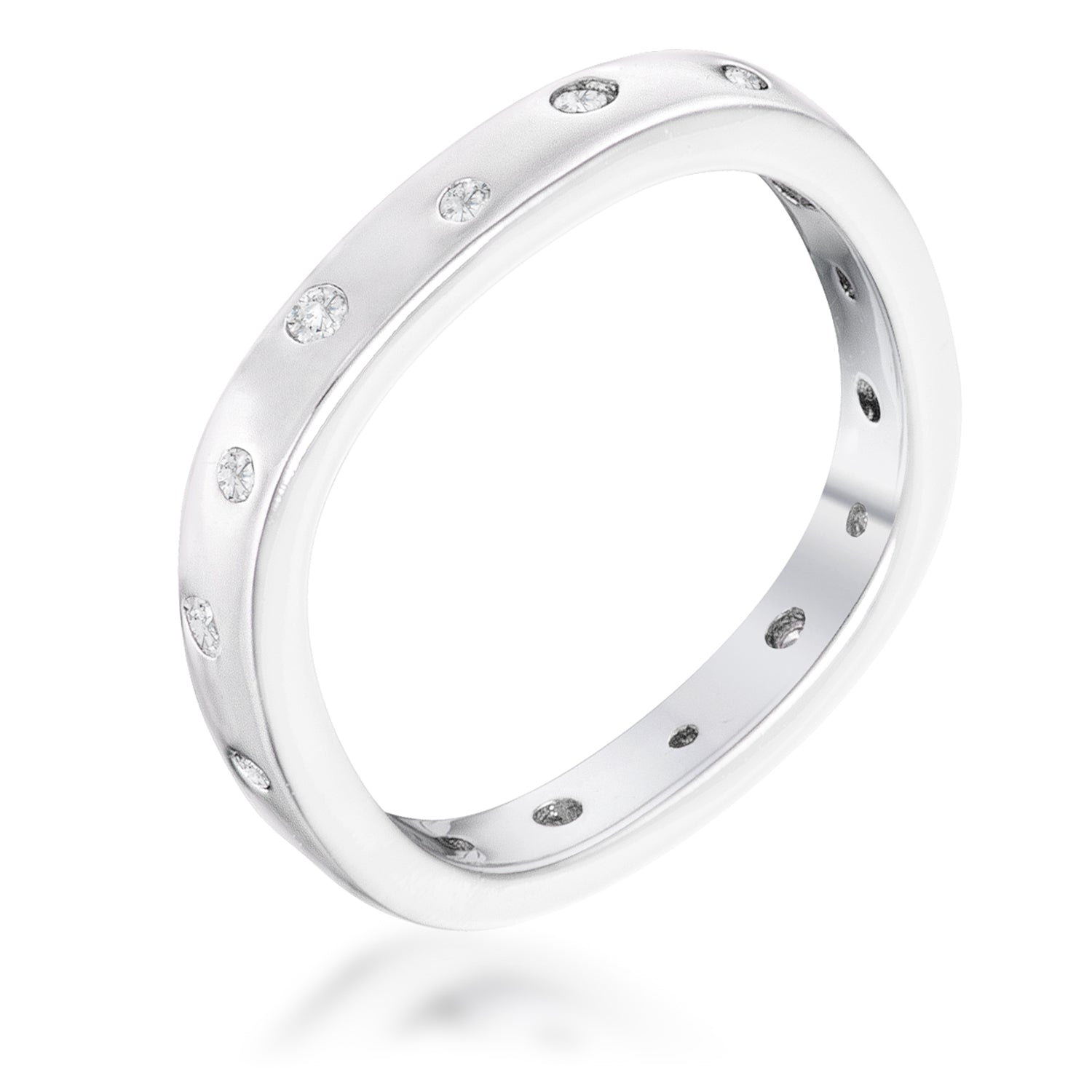 Avera .23Ct Plated Cz Speckled Square Shaped Stackable Band