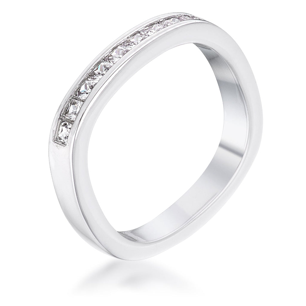 Avera .9Ct Channel Set Princess Cut Plated Square Shaped Stackable Band