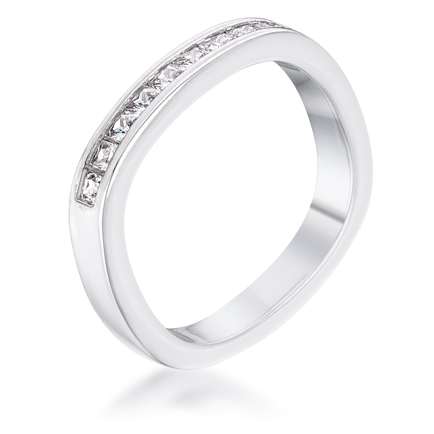 Avera .9Ct Channel Set Princess Cut Plated Square Shaped Stackable Band