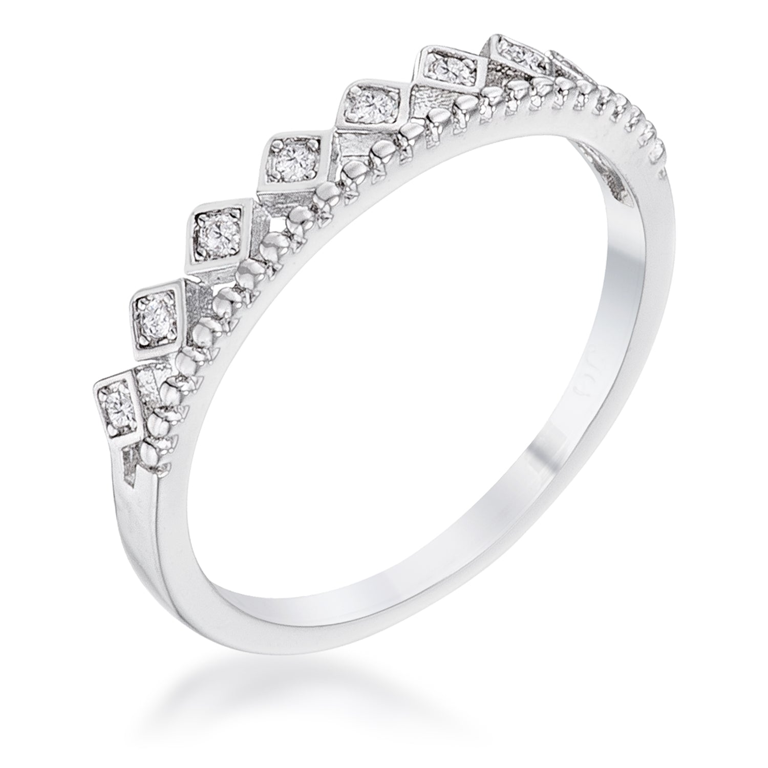 Avera .14Ct Plated Cz Mini Crown Stackable Band