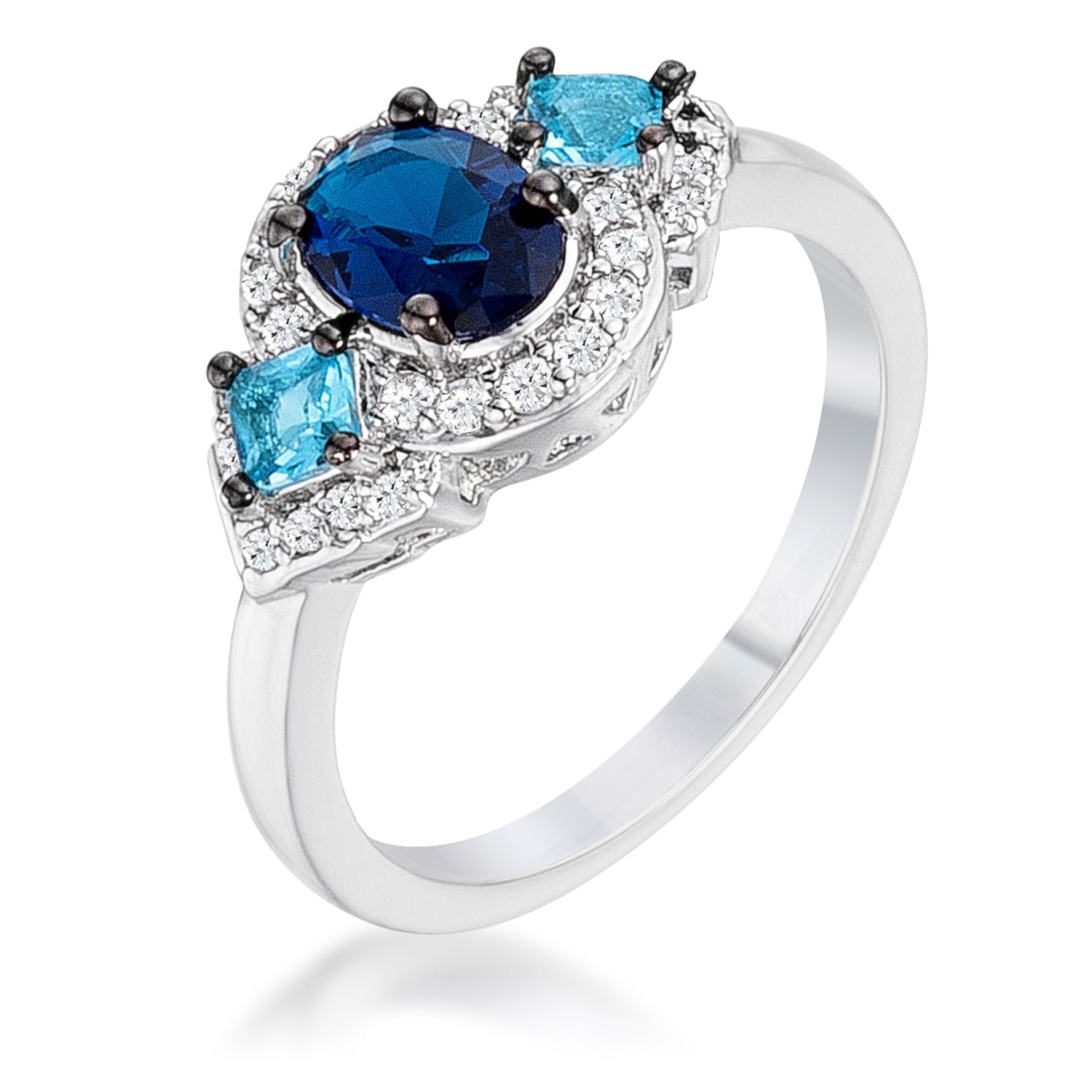 Avera 1.3Ct and Hematite Plated Shades of CZ Three Stone Engagement Ring