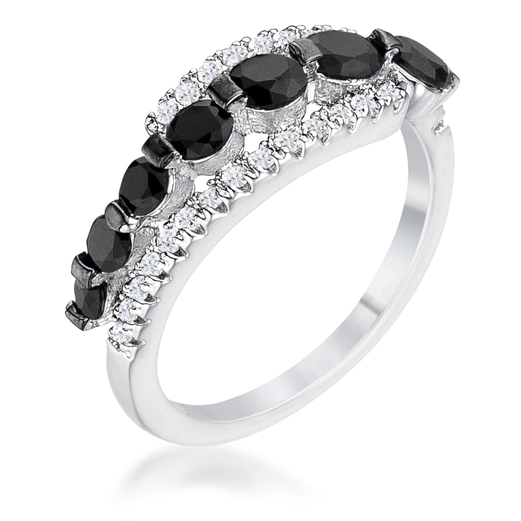 Avera 1.06Ct Hematite Plated Graduated Cubic Zirconia Half Eternity Ring
