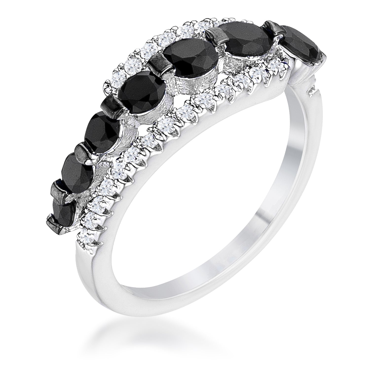 Avera 1.06Ct Hematite Plated Graduated Cubic Zirconia Half Eternity Ring