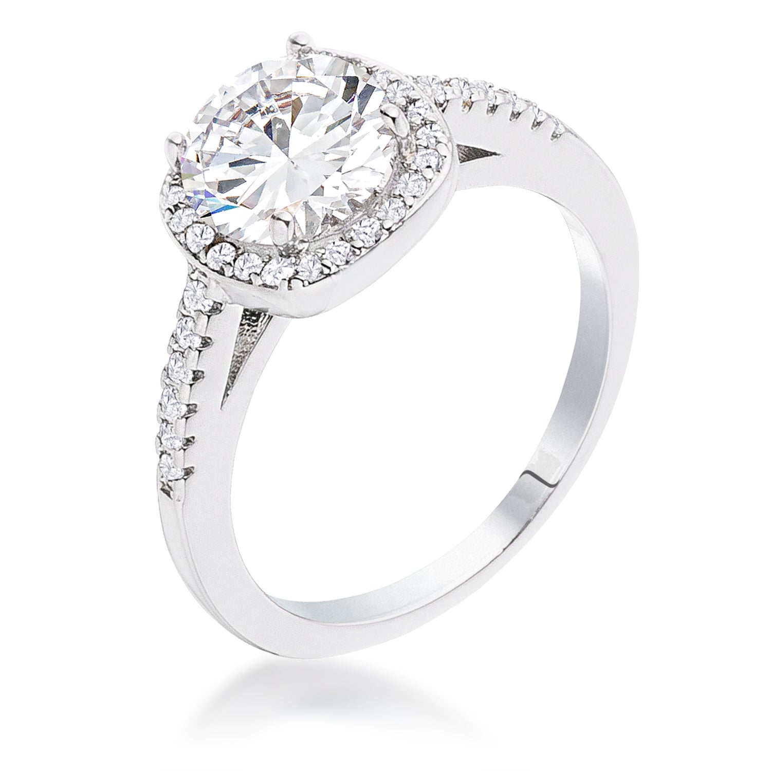 Avera 2.97Ct Plated Classic Cushion Cut Halo Ring