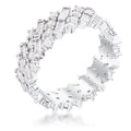 Avera Rhodium Clear Cz Alternating Baguette Round Eternity Band
