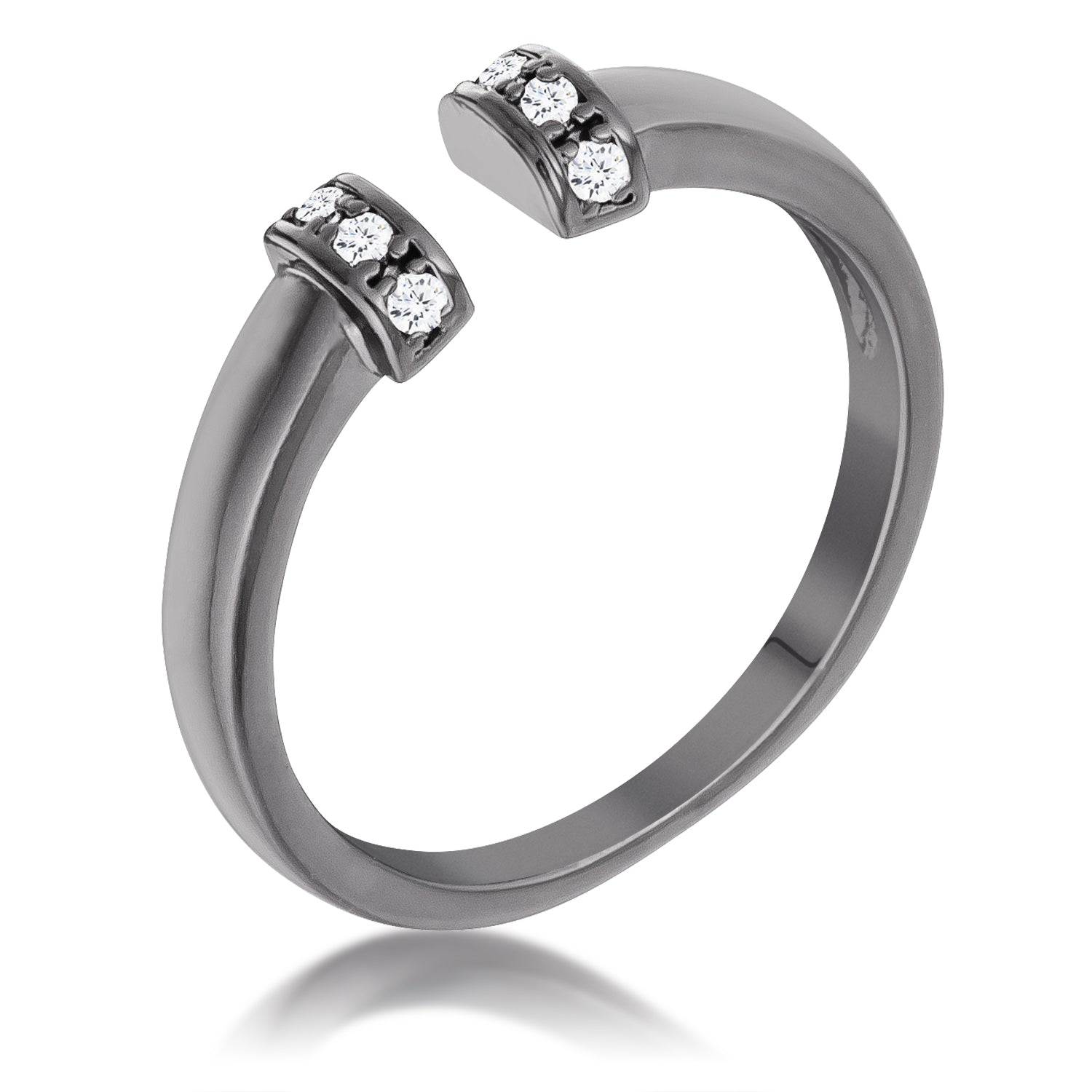 Avera Hematite Petite Cz Open Cuff Ring