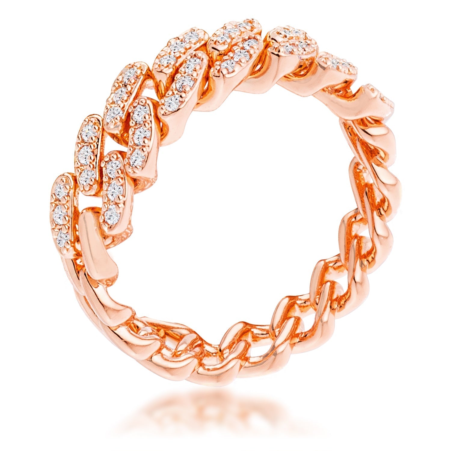 Avera Cz Round Cut Flexible Chain Ring In Pink