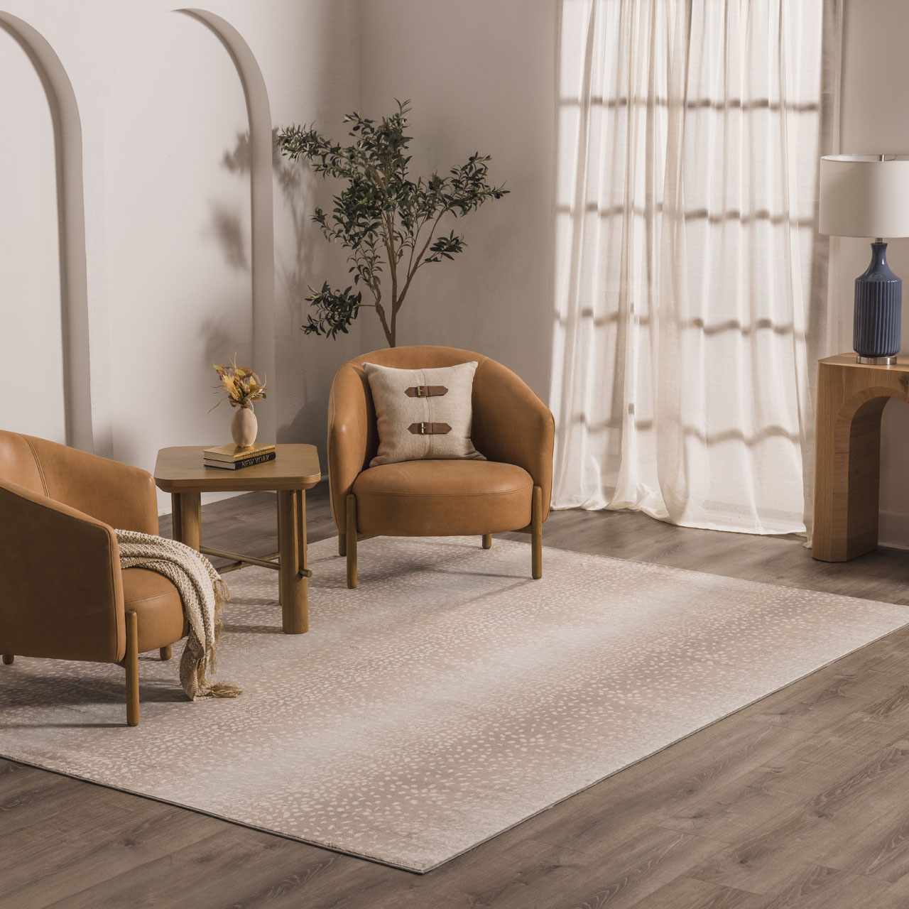 Pointblank Tan Leopard Print Rug