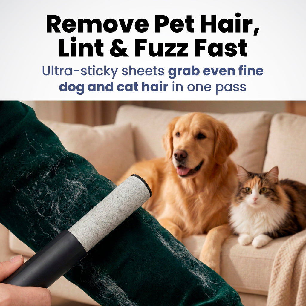 Mini Lint Roller for Pet Hair with 2 Refills