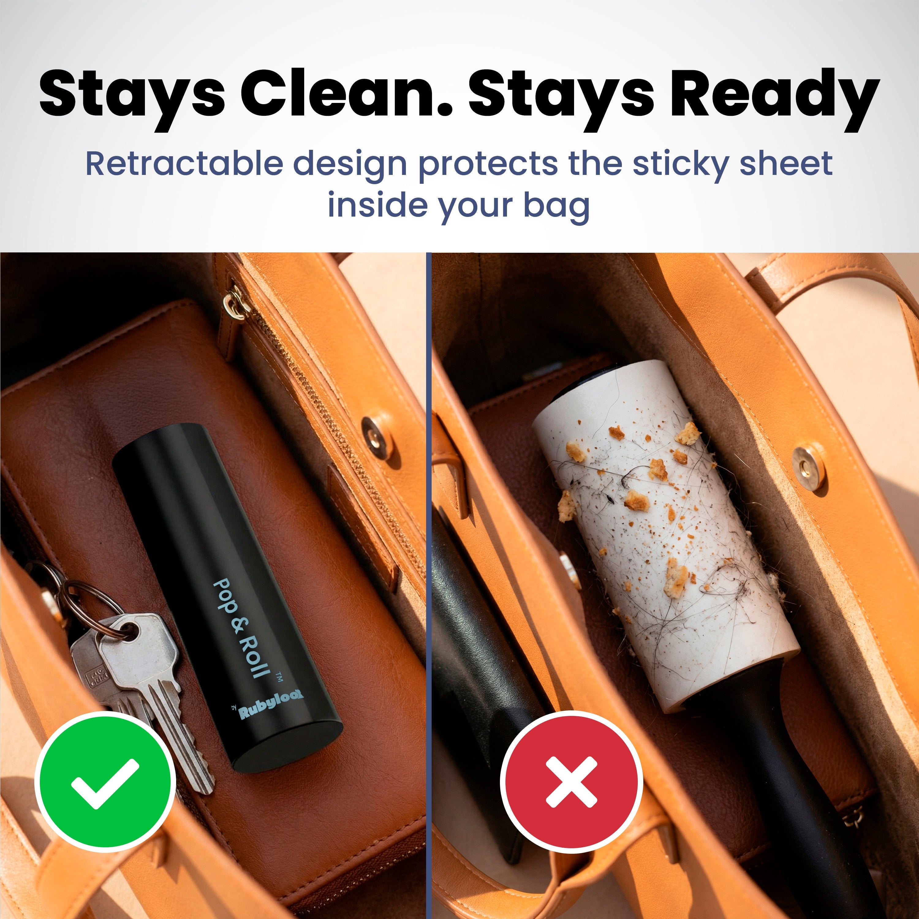 Mini Lint Roller for Pet Hair with 2 Refills