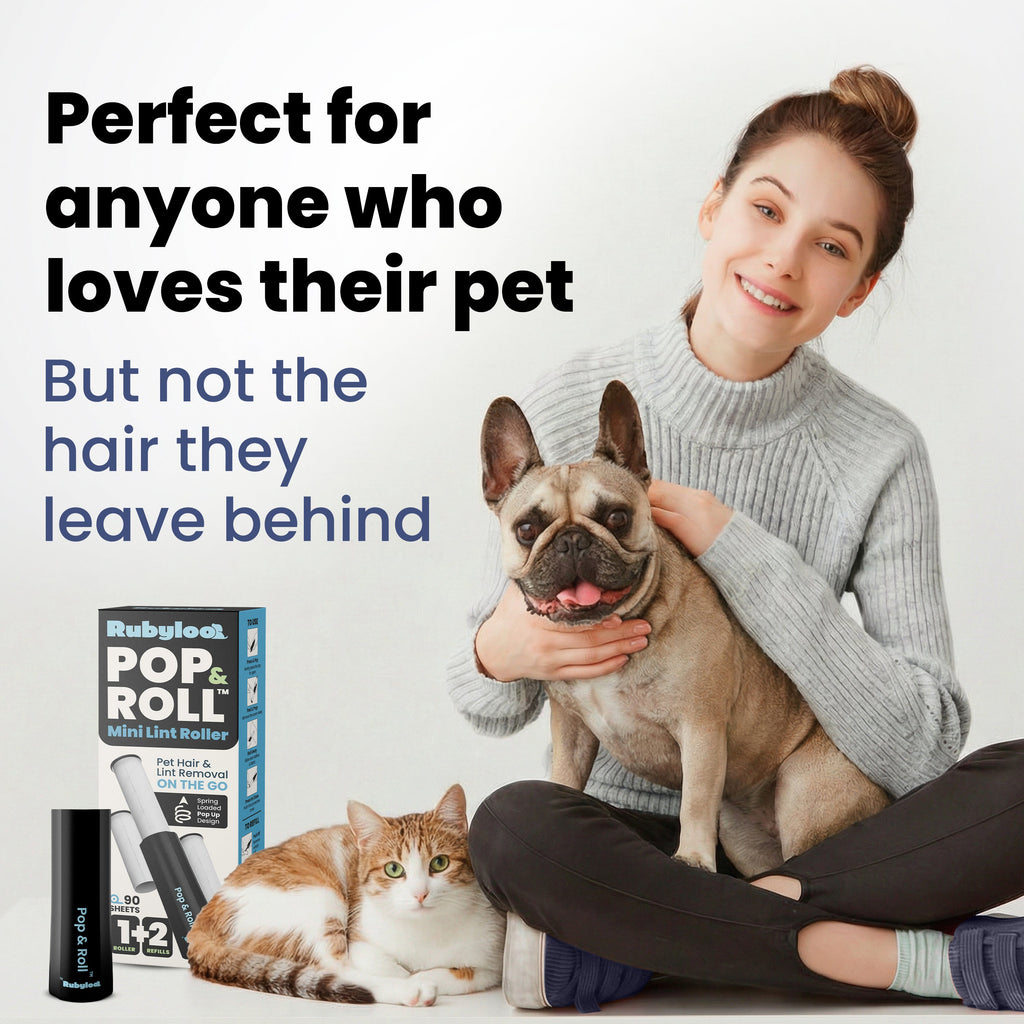 Mini Lint Roller for Pet Hair with 2 Refills