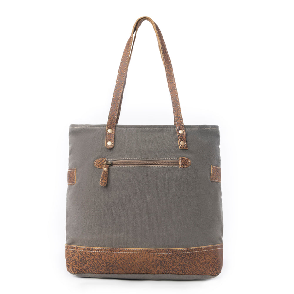 Side Floral Print Canvas Tote Bag