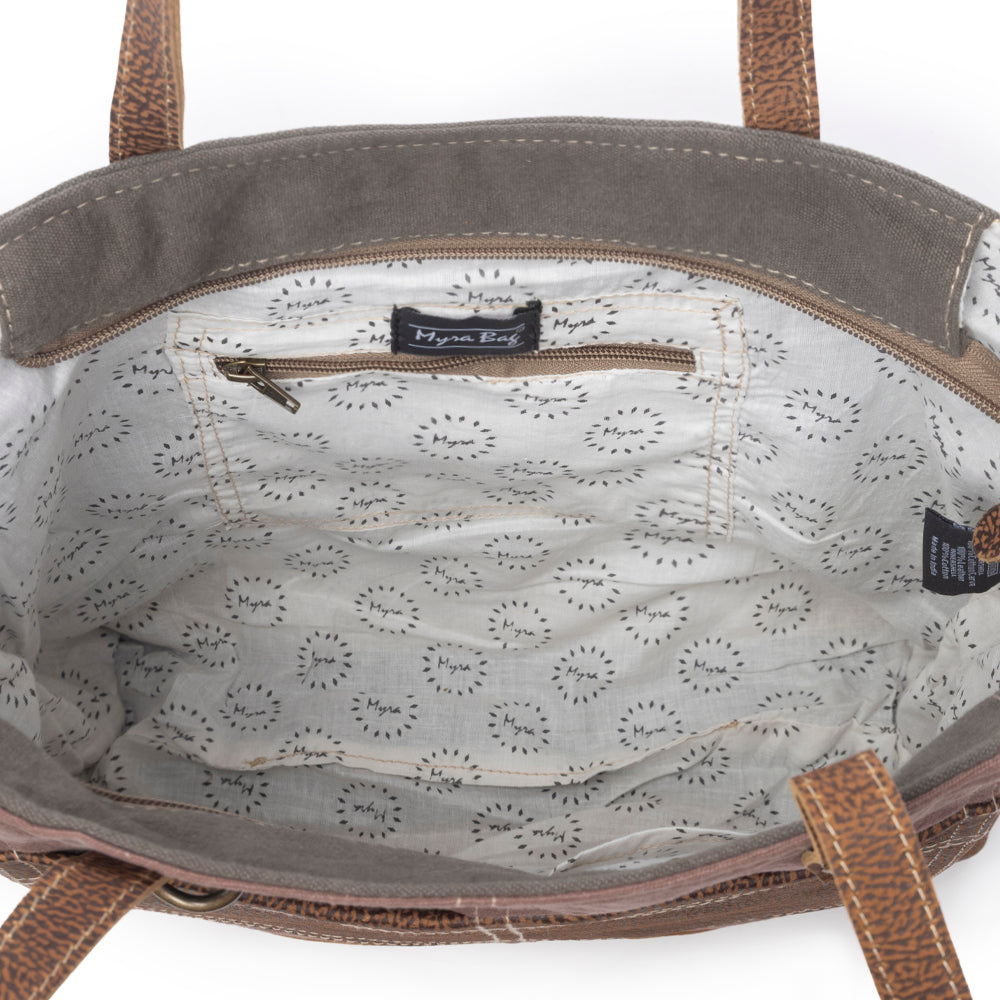 Side Floral Print Canvas Tote Bag
