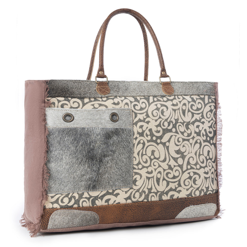 Hide & Floral Print Weekender Bag