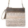 Myra Contentent Aztec Sling Bag for Women – Patterned Canvas, Brown Leather Trim, Crossbody for Everyday Western Look