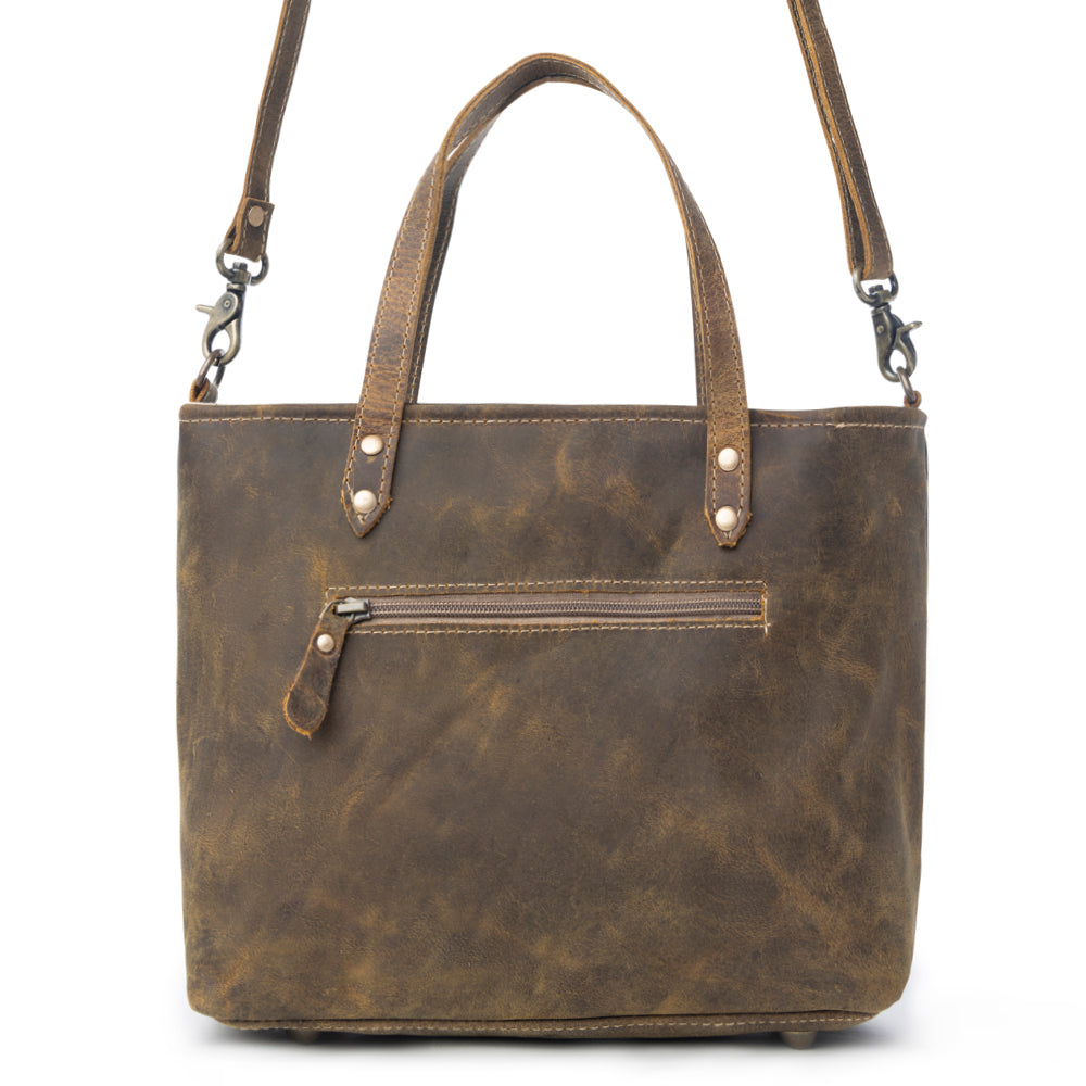 Myra Ultimate Choice Brown Suede Leather Handbag for Women Twin Top Handles, Crossbody Strap, Double Front Pockets