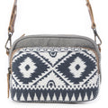 Myra Temptation Tribal Pattern Small Crossbody Bag for Women â€“ Geometric Canvas Front, Adjustable Leather Strap for Everyday Western Style