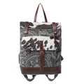 Myra Vibe with Me Hairon Canvas Backpack for Women Mandala Print, Leather Straps for Boho Travel & Western Day Trips