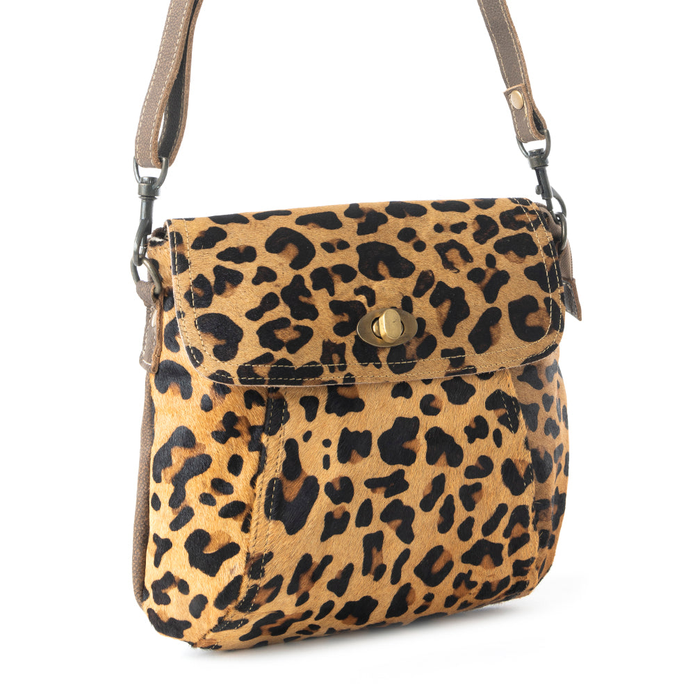 BULLSEYE LEATHER AND HAIRON BAG