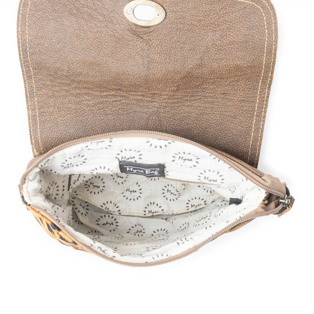 BULLSEYE LEATHER AND HAIRON BAG