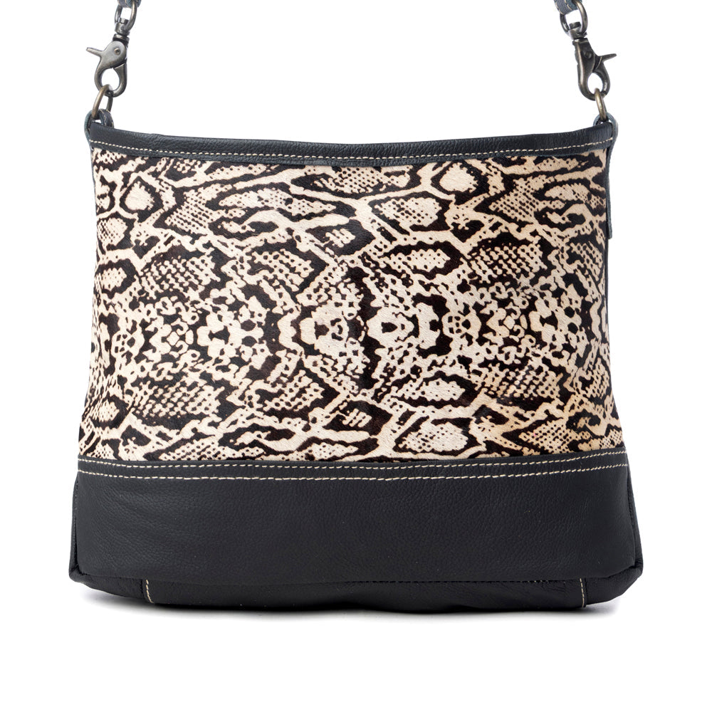 ANTIQUATED  LEATHER AND HAIRON BAG