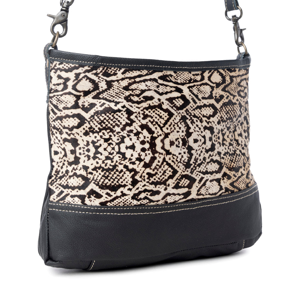 ANTIQUATED  LEATHER AND HAIRON BAG