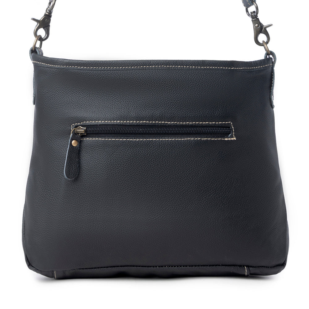 ANTIQUATED  LEATHER AND HAIRON BAG