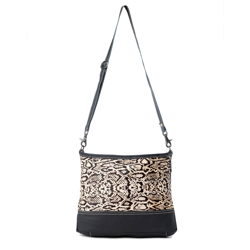 ANTIQUATED  LEATHER AND HAIRON BAG