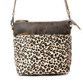 Myra Feline Hairon Leather Crossbody Bag Suede Finish, Leopard Print Front, Adjustable Strap for Everyday Chic