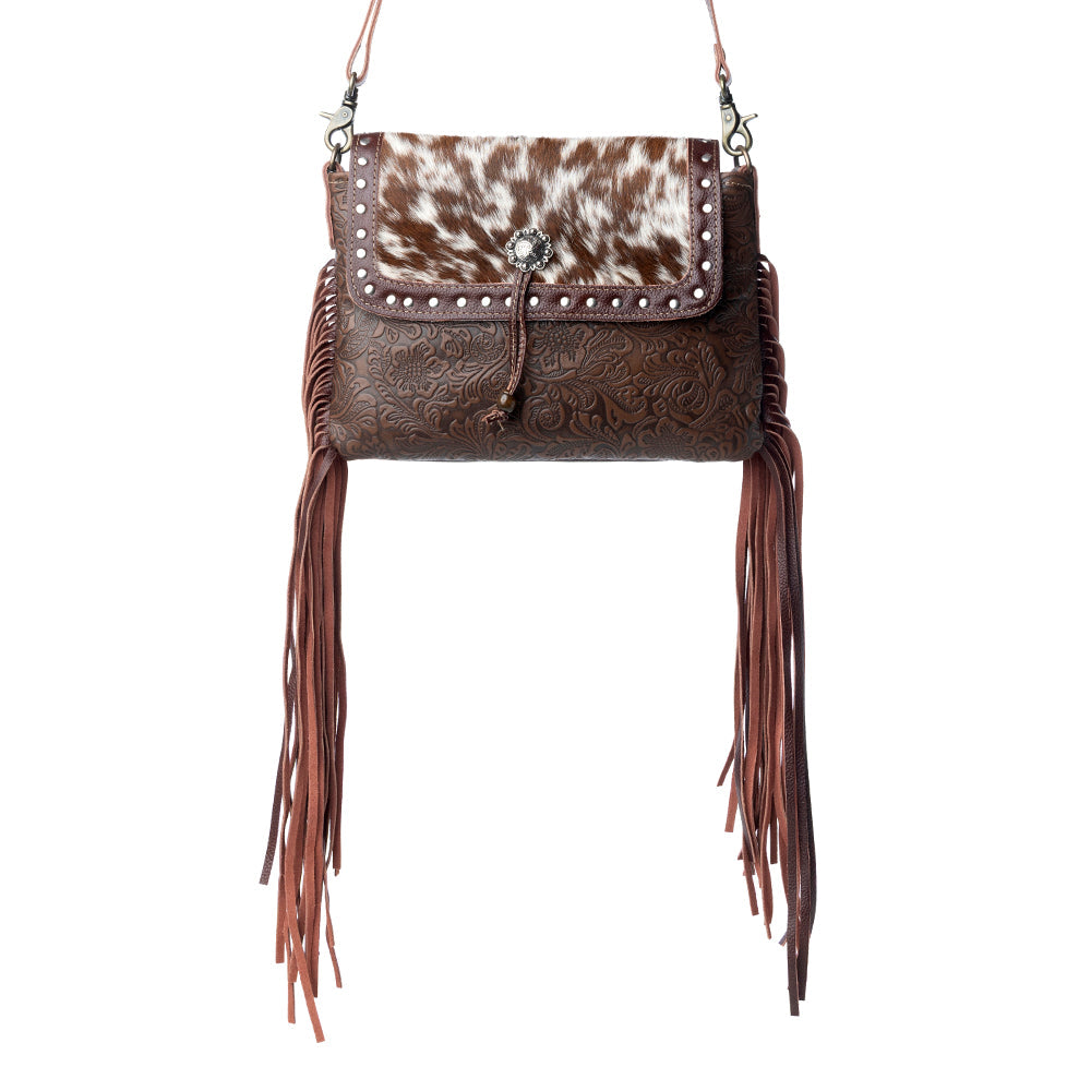 Carved Blossoms Leather & Hairon Bag